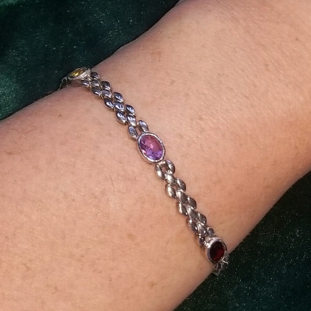 Sterling Silver Bracelet w/Gemstones